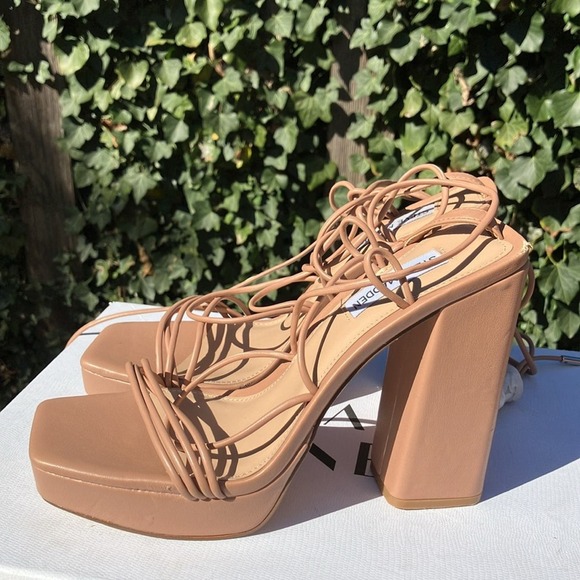Steve Madden Nude Manzie Platform Ankle Tie Sandal Size 10 NWOT - Picture 7 of 10